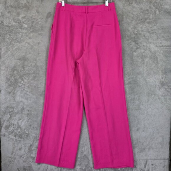 Zara Pants Womens Large Pink Wide Leg Pleated Dress Trousers Work Office - Picture 2 of 6